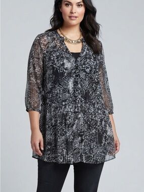 😍CLEARANCE - BLUECRUSH Black White Button Top Plus Size XL